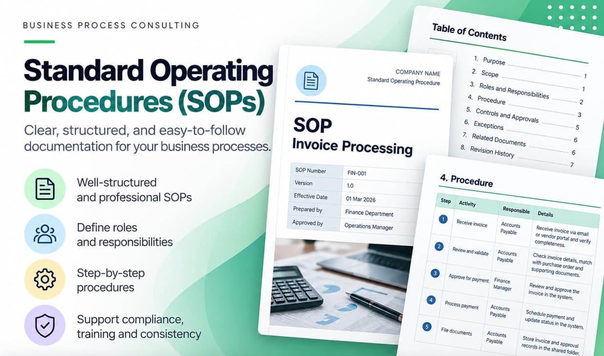 Receive Professional Standard Operating Procedures (SOPs) for your business