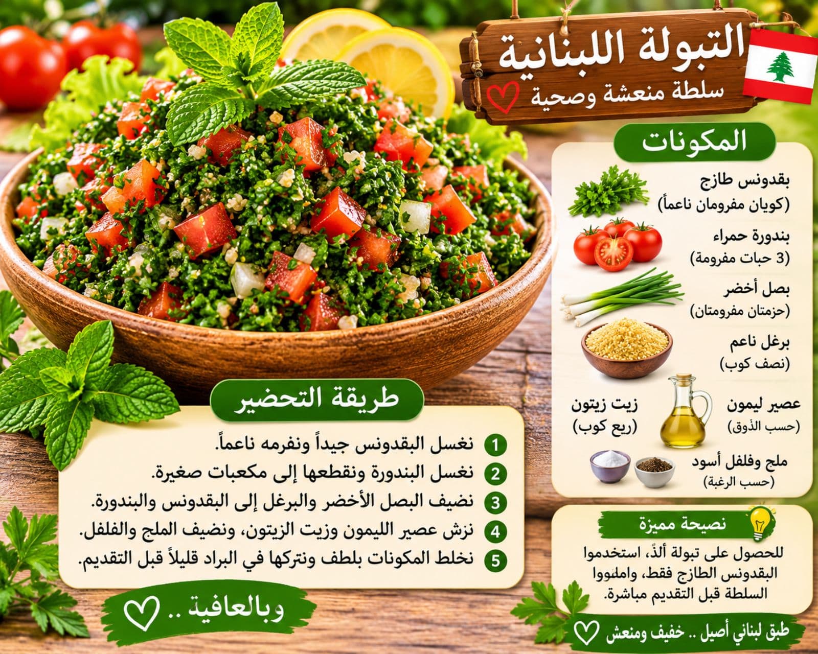 اكلة التبولة اللبنانية