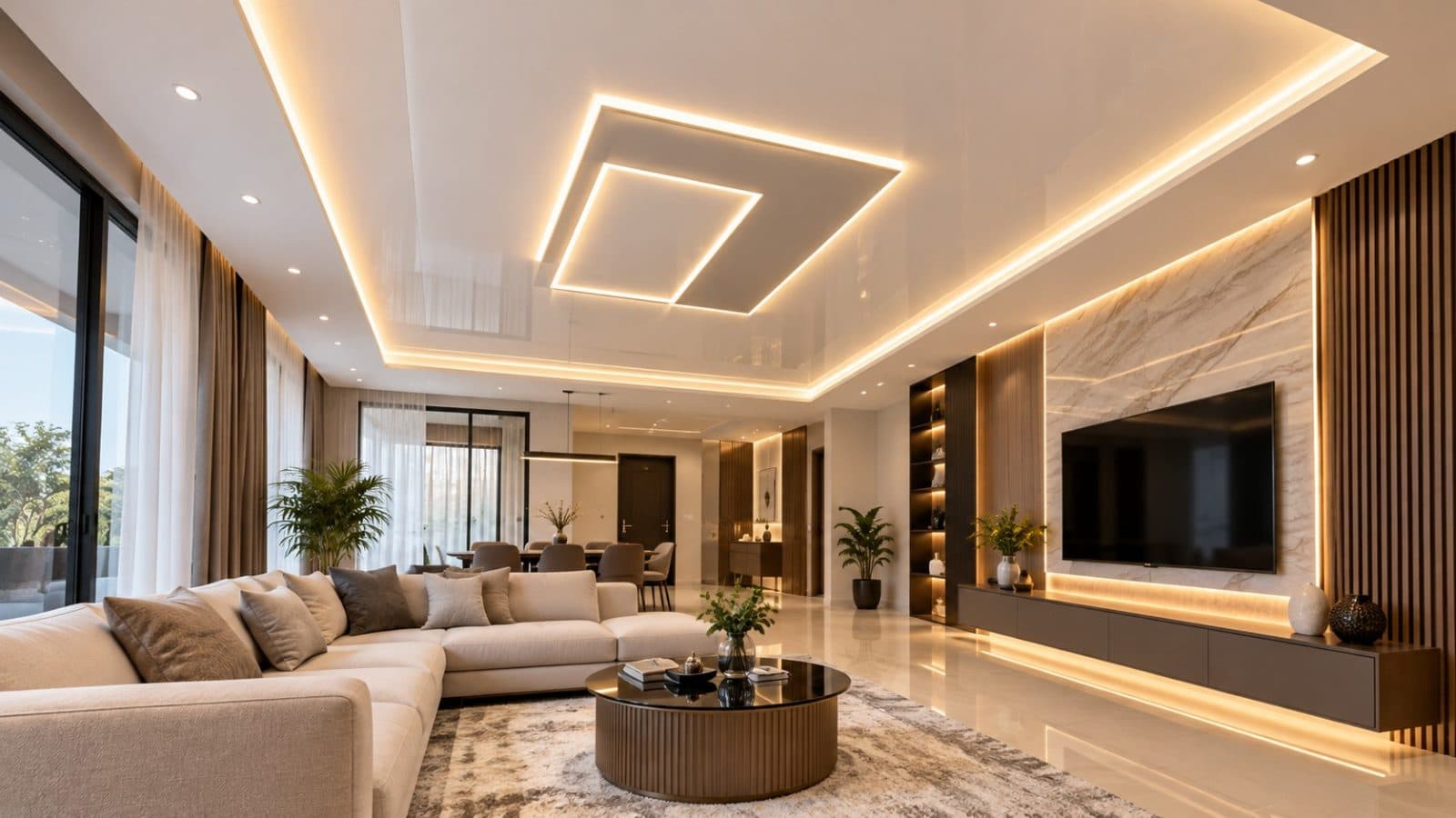 I will help you design a stretch ceiling with LED lighting