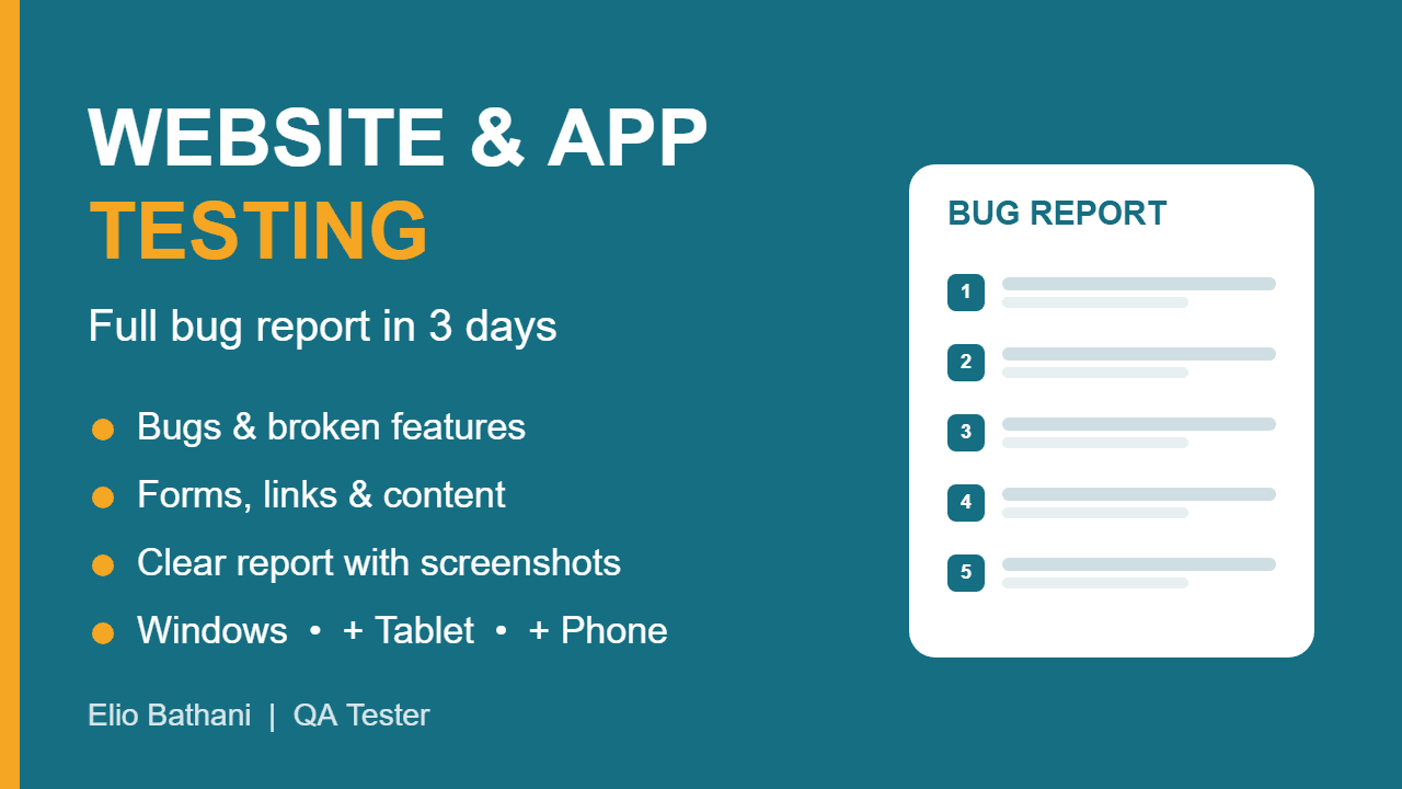 I will test your website and send you a full bug report