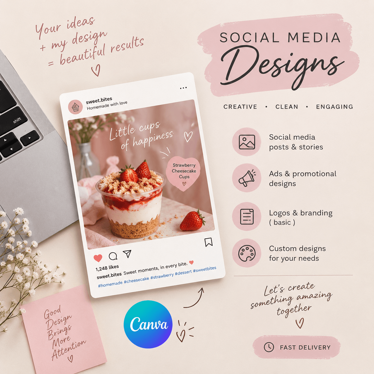 i will create simple and attractive Canva designs for your social media