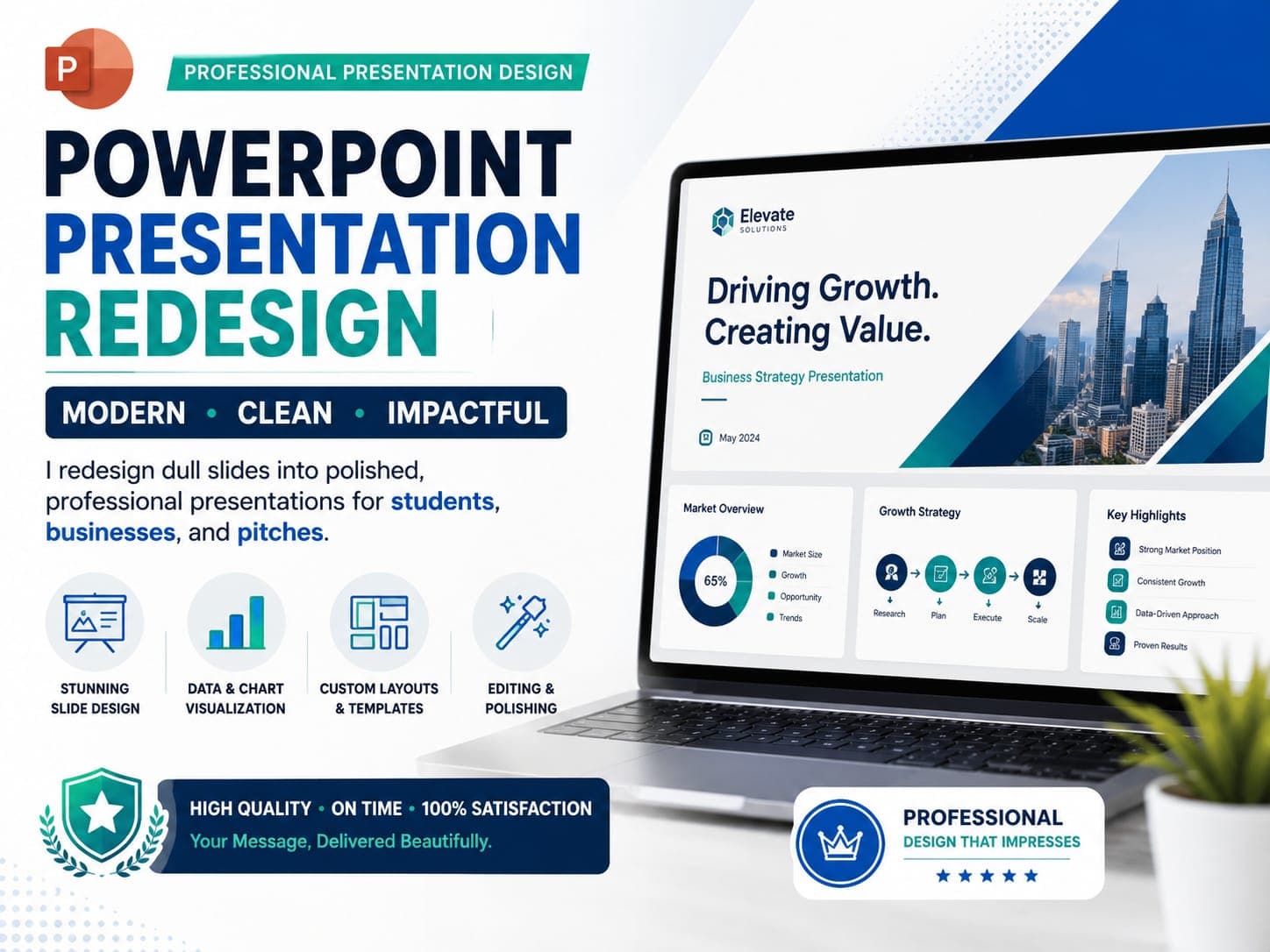 I will redesign your PowerPoint presentation professionally