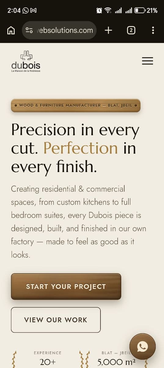 Website for Custom furniture and wood projects