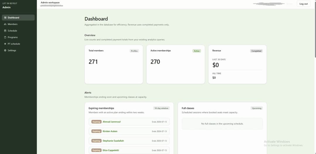 Gym management software