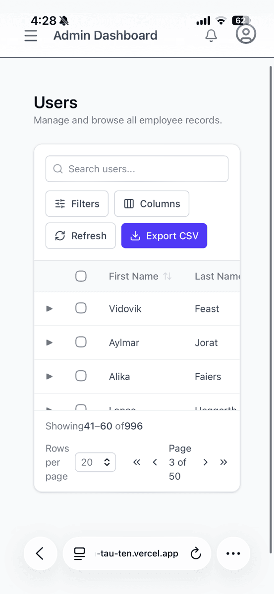 Admin Dashboard