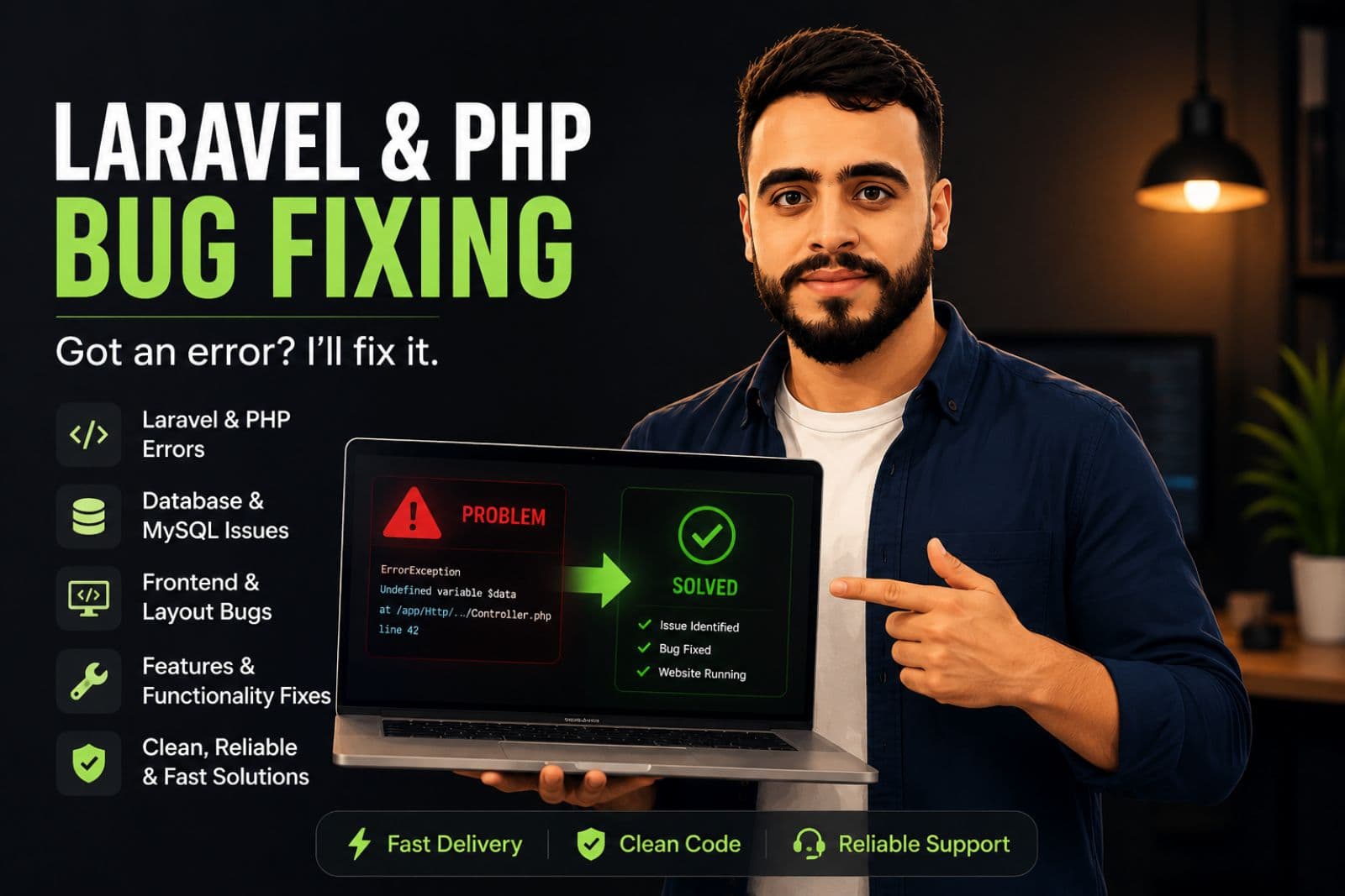 I will fix bugs and issues in your Laravel or PHP website