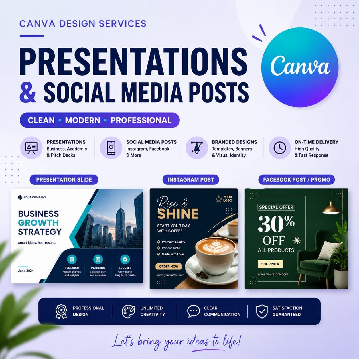 I will design professional Canva presentation and social media posts