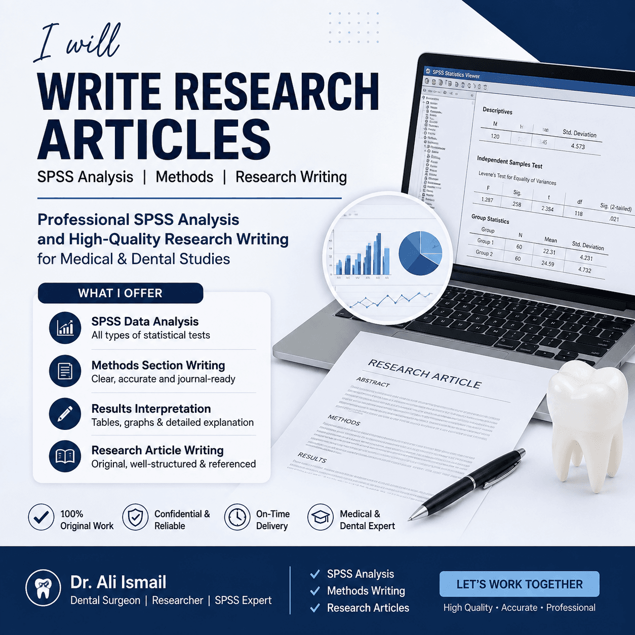 I will do SPSS statistical analysis and academic writing for research