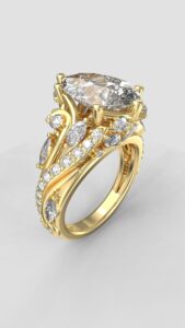 Cathedral Pear shaped solitaire for a private client